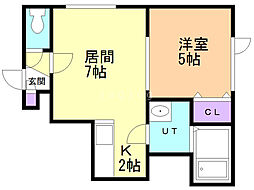 ピュア・ボヌール・ケー 1LDKの間取図画像