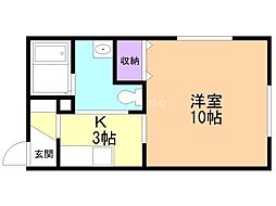 N43 1Kの間取図画像
