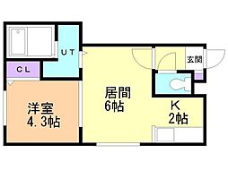 グランセ月寒 1LDKの間取図画像