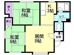 フォーブルミヨシB 2LDKの間取図画像