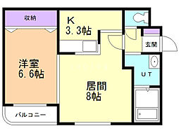 グランパレス高栄 1LDKの間取図画像