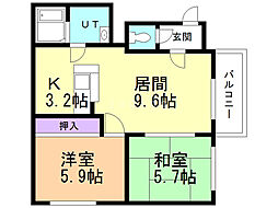 ティマル 2LDKの間取図画像