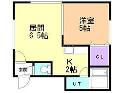 カシーナ平岸高台壱番館 1LDKの間取図画像