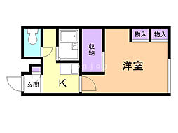 レオパレスジョルダン 1Kの間取図画像