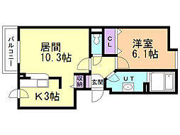 グレースコート 1LDKの間取図画像