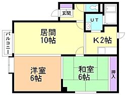 カーサフローラルC 2LDKの間取図画像