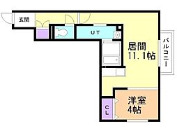 札幌市豊平区平岸五条13丁目マンション 1LDKの間取図画像