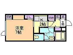 デルタ・ヌーヴ 1Kの間取図画像