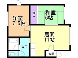 オリオンハイム 2LDKの間取図画像