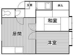 第6森宅建マンション 2DKの間取図画像