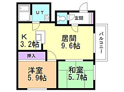 ティマル 2LDKの間取図画像