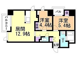 オーチャードホームズヒラギシ 2LDKの間取図画像