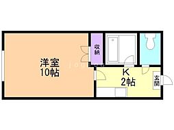 リバーサイド三和C 1Kの間取図画像