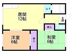 山田マンション2 2LDKの間取図画像