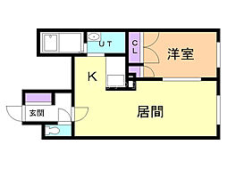 フェリース豊平 1LDKの間取図画像