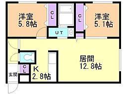 プラウド227 2LDKの間取図画像