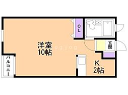 セゾンドブランシェ平岸3 1Kの間取図画像