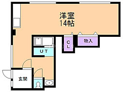 コーポ誠 ワンルームの間取図画像