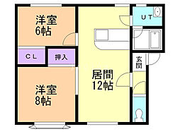 レスポアール 2LDKの間取図画像
