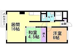 財形モイワハイツ 2LDKの間取図画像