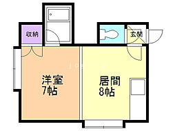 第21森宅建マンション 1DKの間取図画像
