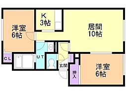 メイユール平岸A 2LDKの間取図画像