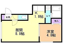 グランメールリーヴ 1LDKの間取図画像