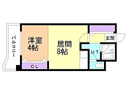 R4TMビル 1LDKの間取図画像