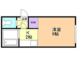 ライズフラット 1Kの間取図画像