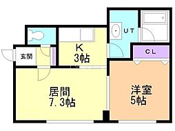 ノースタウン月寒 1LDKの間取図画像