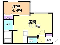fica 1LDKの間取図画像