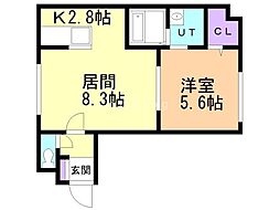 グランメール平岸4・5 1LDKの間取図画像