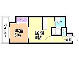 パークヒルズ中の島21 1LDKの間取図画像