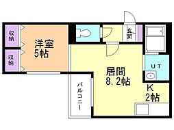 グランドジョラス中の島 1LDKの間取図画像