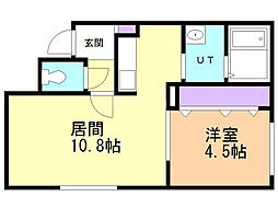 BlueHilt中の島 1LDKの間取図画像