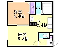 ARCガーデンヒラギシ2 1LDKの間取図画像