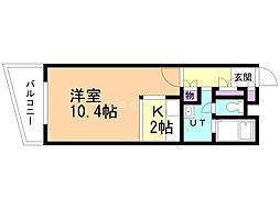 グレイシャス美園 1Kの間取図画像