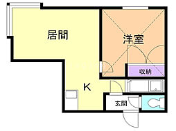 クリスタルコート羊ヶ丘 1LDKの間取図画像