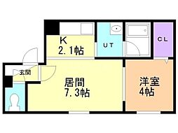 カレラ月寒中央 1LDKの間取図画像