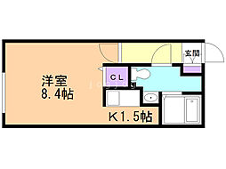 ル・ノール学園前 1Kの間取図画像