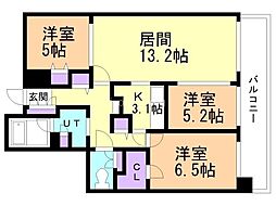グラティア平岸 3LDKの間取図画像