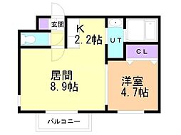 LIBERTY西岡 1LDKの間取図画像
