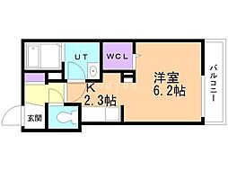 フラゼ美園(Frase美園) 1Kの間取図画像