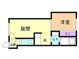 リベルティ美園 1LDKの間取図画像