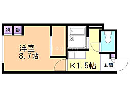 レオパレス月寒ベストフラット 1Kの間取図画像