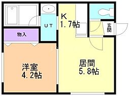 アズーリ中の島参番館 1LDKの間取図画像