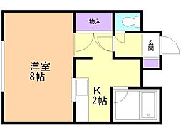 パンセ平岸 1Kの間取図画像