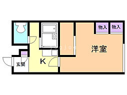 レオパレスリベェール2 1Kの間取図画像