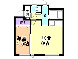キャッスル福住2 1LDKの間取図画像