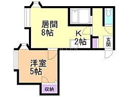 プライムハウス 103 1階1LDKの間取り